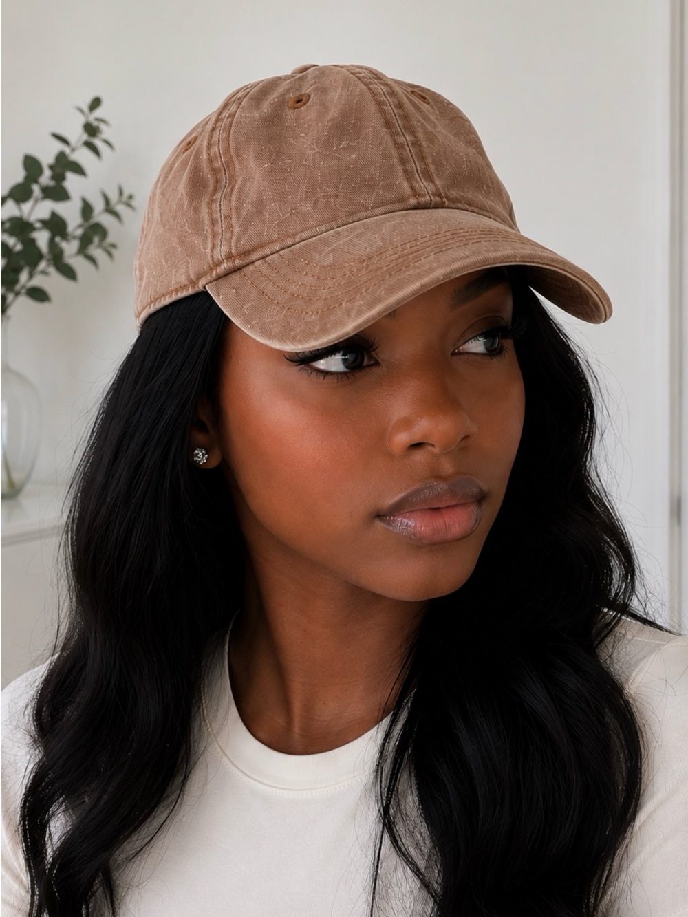 Brown Distressed Washed Baseball Cap Adjustable Dad Hat One Size Unisex
